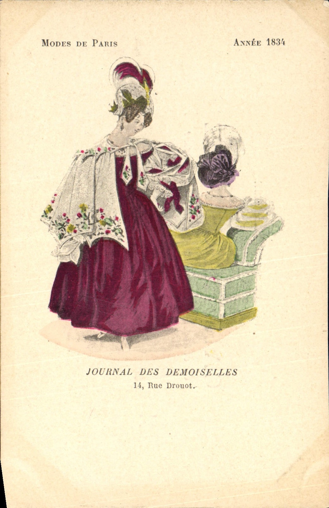 Modes de Paris — Année 1834 — Journal des Demoiselles, 14 Rue Drouot