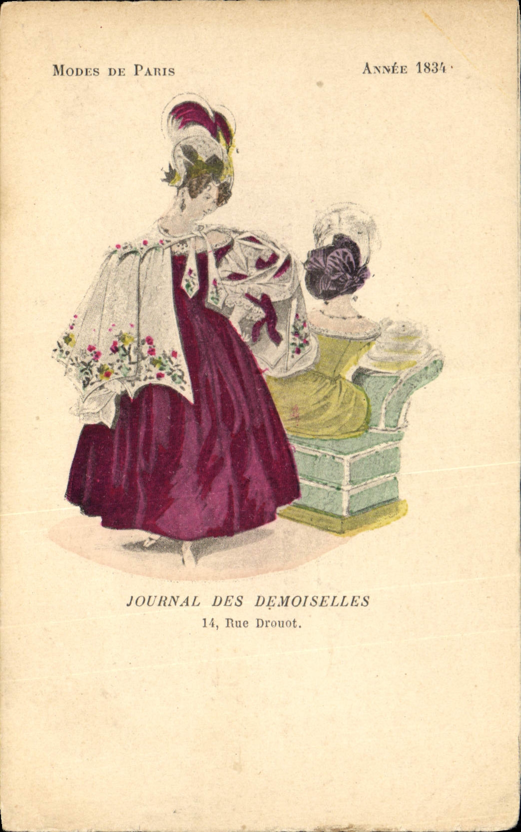 Modes de Paris — Année 1834 — Journal des Démoiselles, 14 Rue Drouot