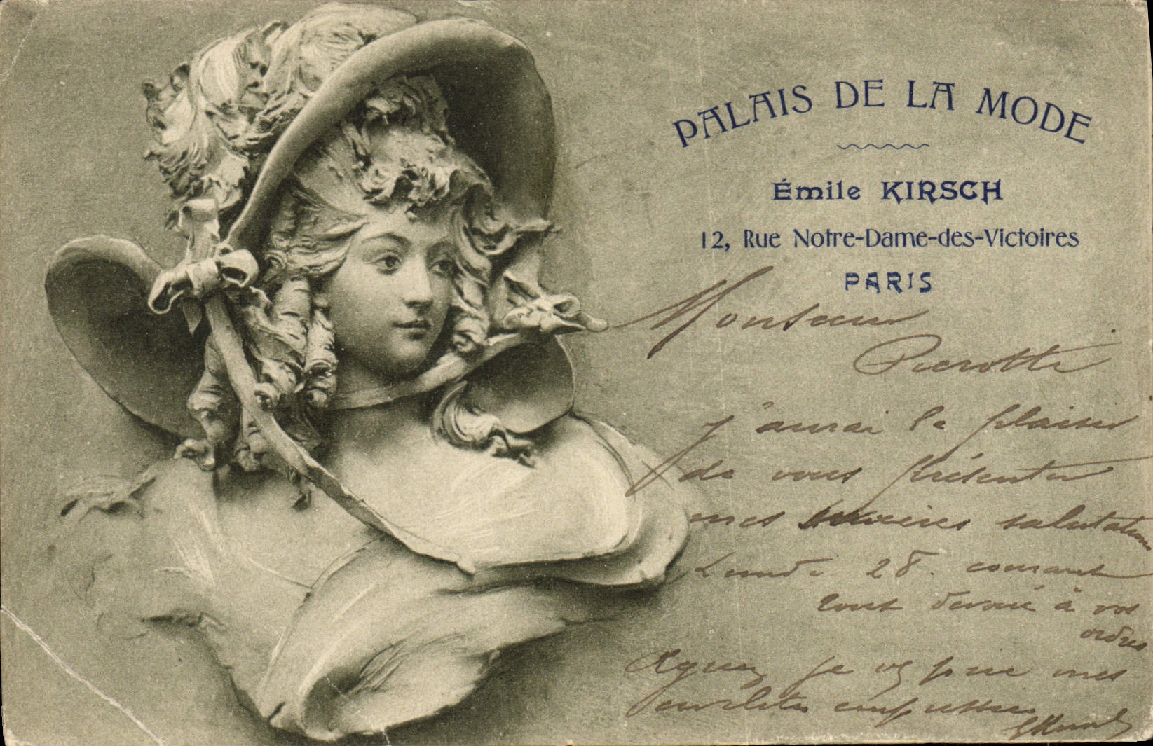 Buste de femme en coiffe — Palais de la Mode, Émile Kirsch — Paris