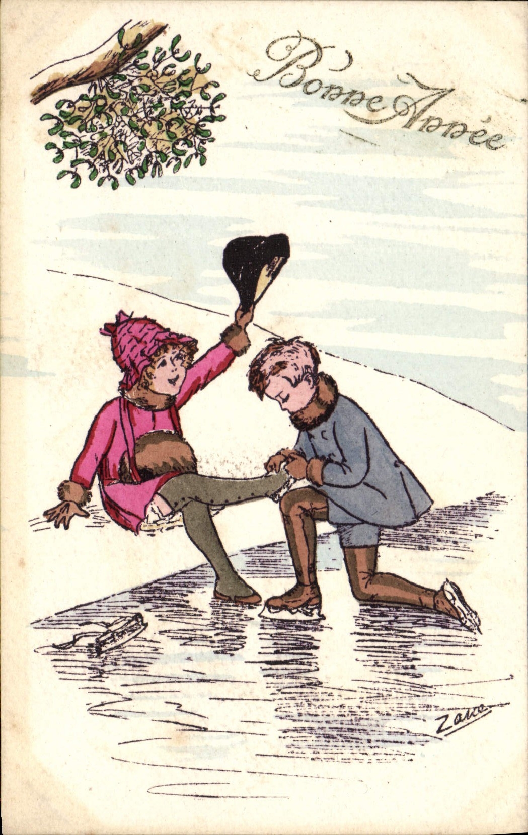 Enfants sur glace — Bonne Année — Zane