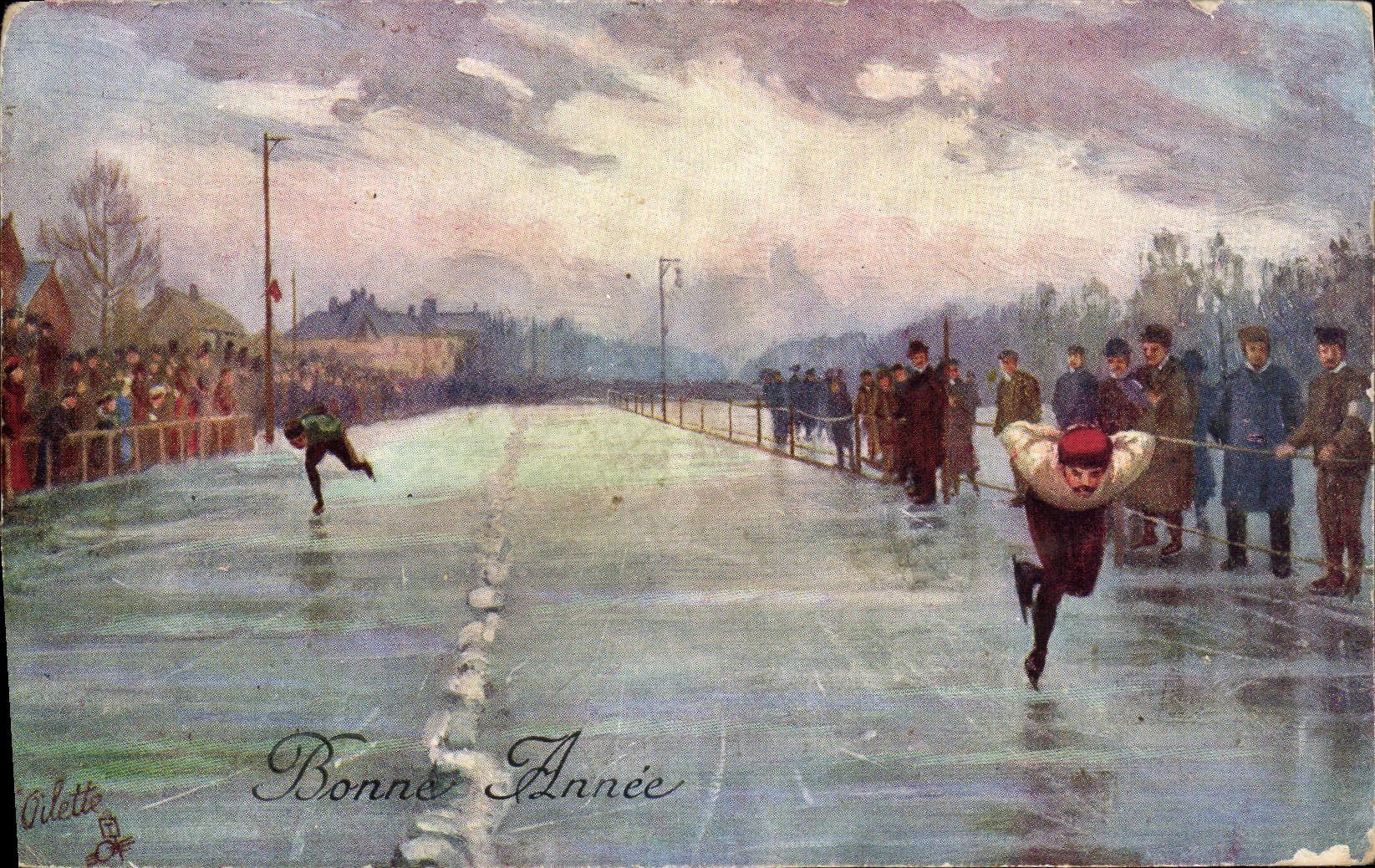 Course de patinage sur glace — Bonne Année — Oilette