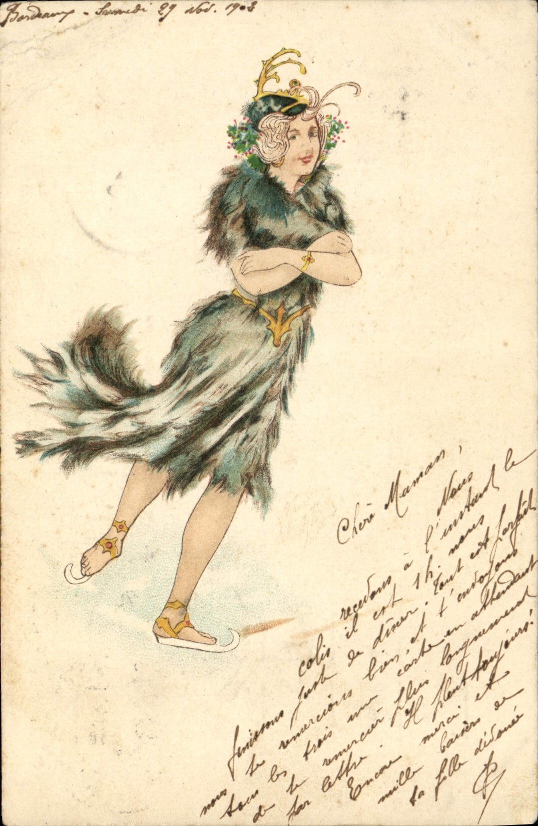 Fondary - Samstag, 29. August 1908 — Schlittschuhlauf-Szene — unbekannter Verlag