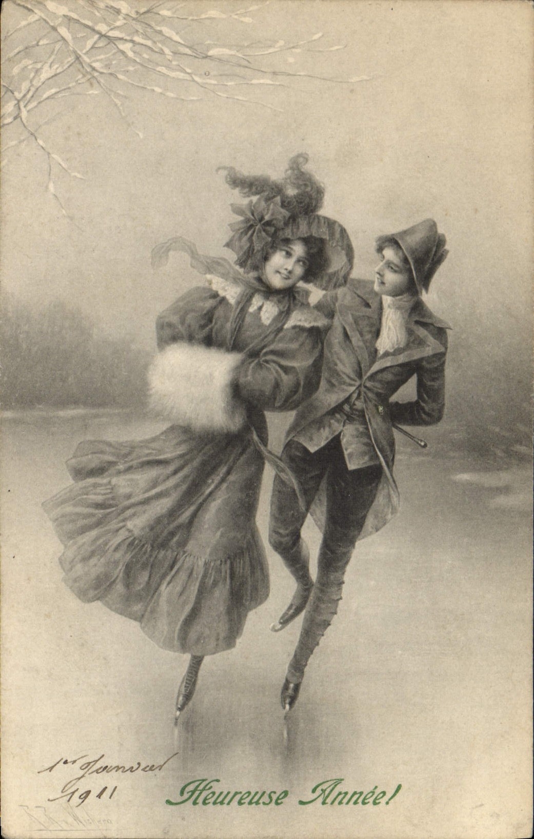 Deux patineurs sur glace — 1er janvier 1911 — M. M. Vienne, M. Munk, n° 551