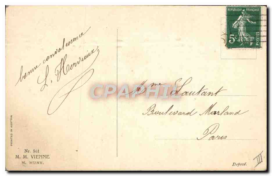 Deux patineurs sur glace — 1er janvier 1911 — M. M. Vienne, M. Munk, n° 551 — Rückseite