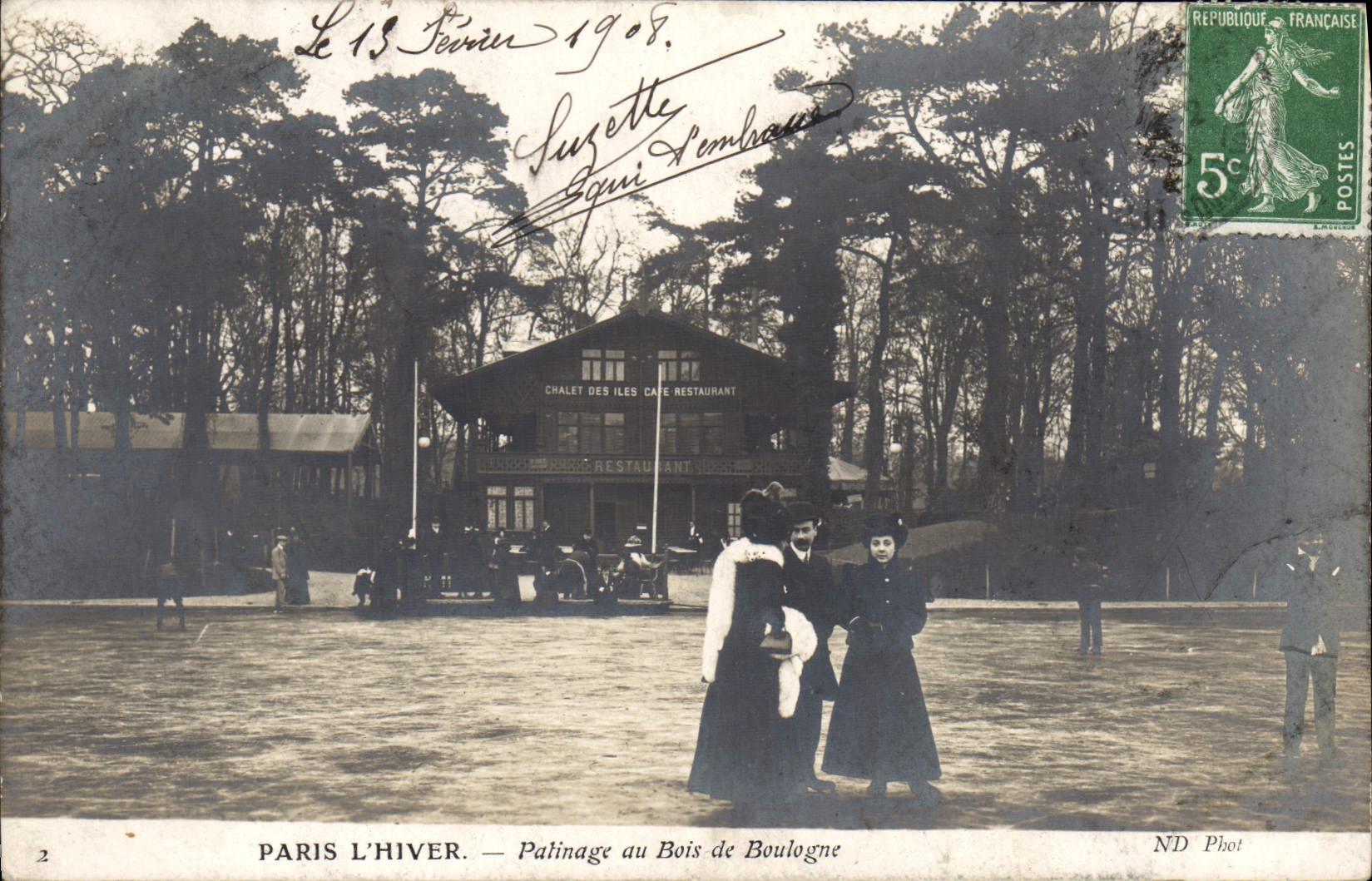 Paris im Winter — Schlittschuhlaufen am Bois de Boulogne — Chalet des Îles Café-Restaurant