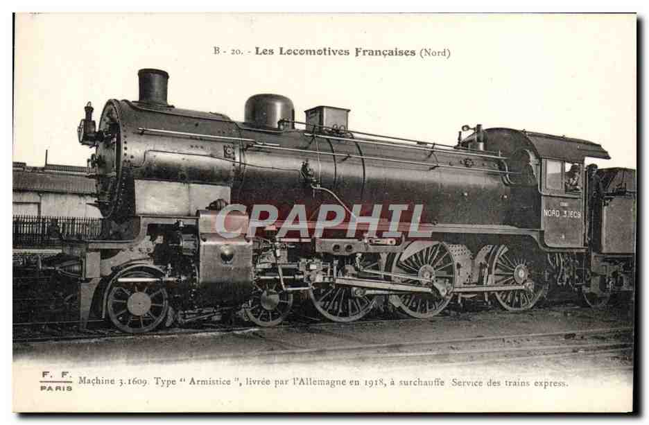 CPA Train Locomotive Machine 3 1609 type Armistice 