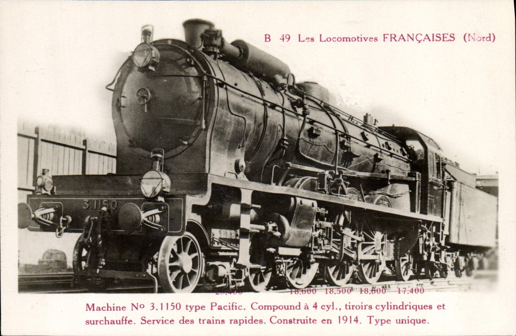 CPA Train Locomotive Machine 3 1150 type Pacific 