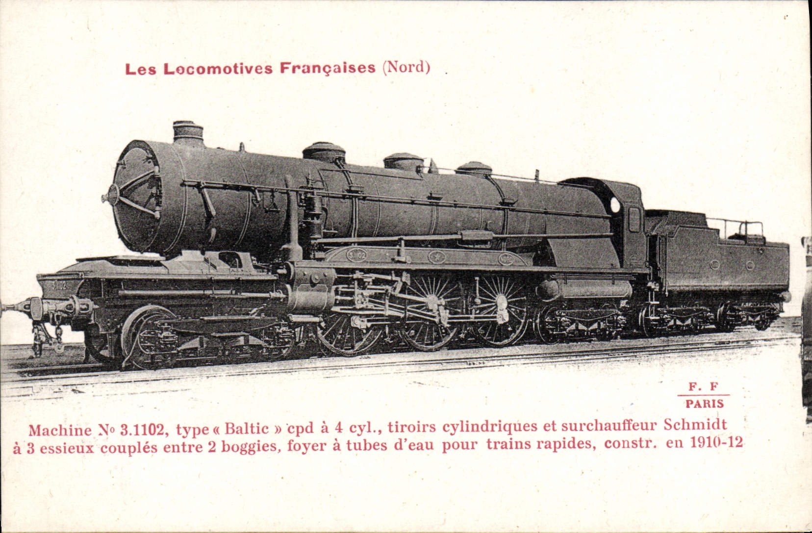 CPA Train Locomotive Machine 3 1102 type Baltic 