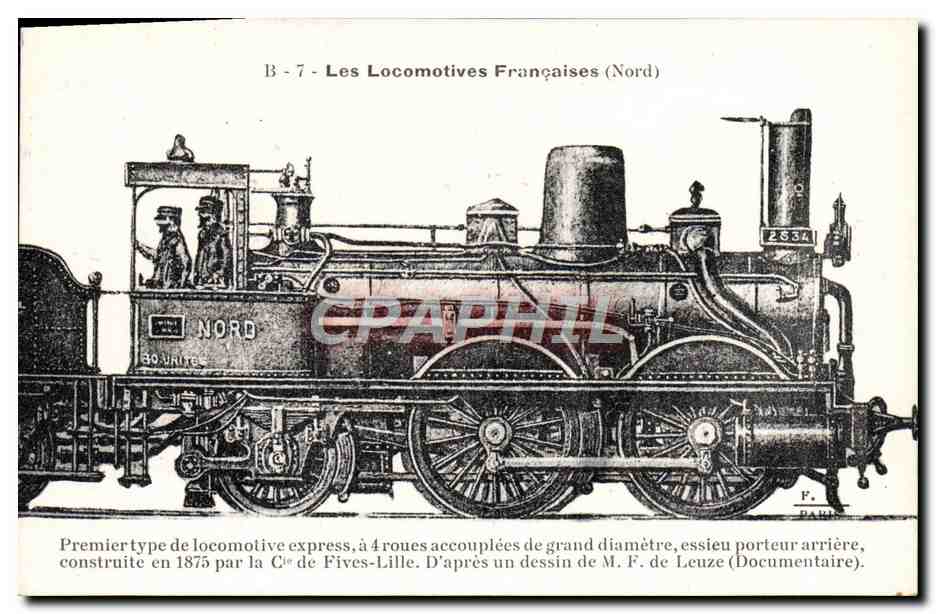CPA Train Locomotive Premier type de Locomotive express