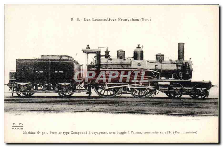 CPA Train Locomotive Machine 701 Premier type Compound a voyageurs