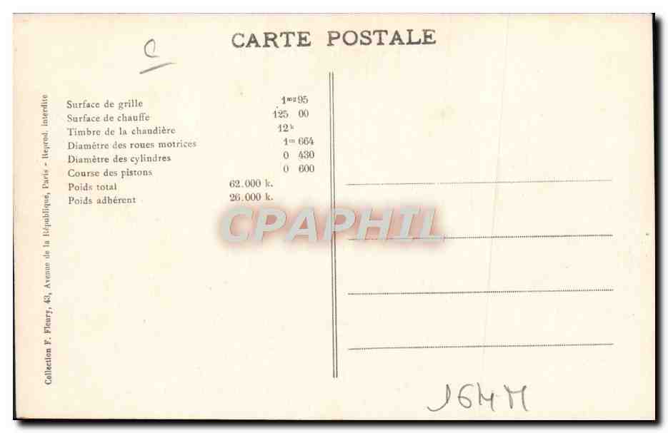 CPA Train Locomotive Machine Tender 2 243 dit Revolver — Verso