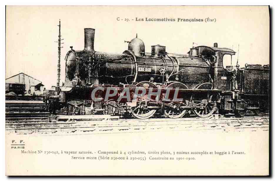 CPA Train Locomotive Machine 230 042 a vapeur saturee 