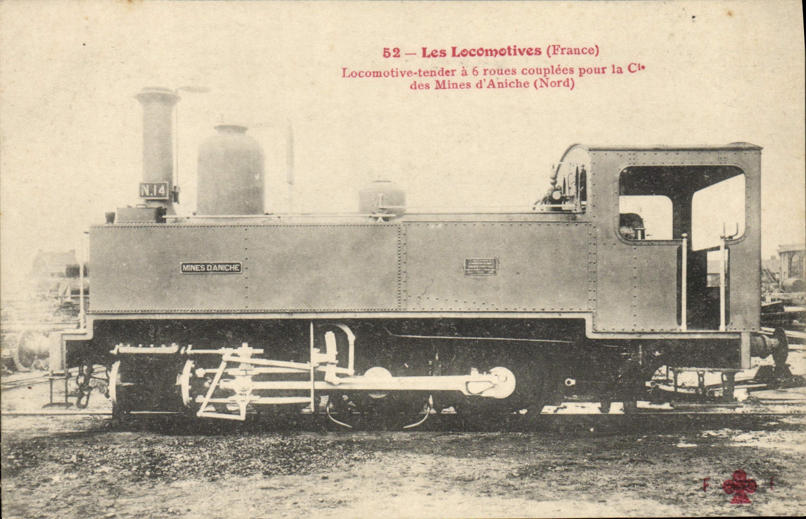 CPA Train Locomotive tender a 6 roues couplees pour la Cie des mines d'Aniche 