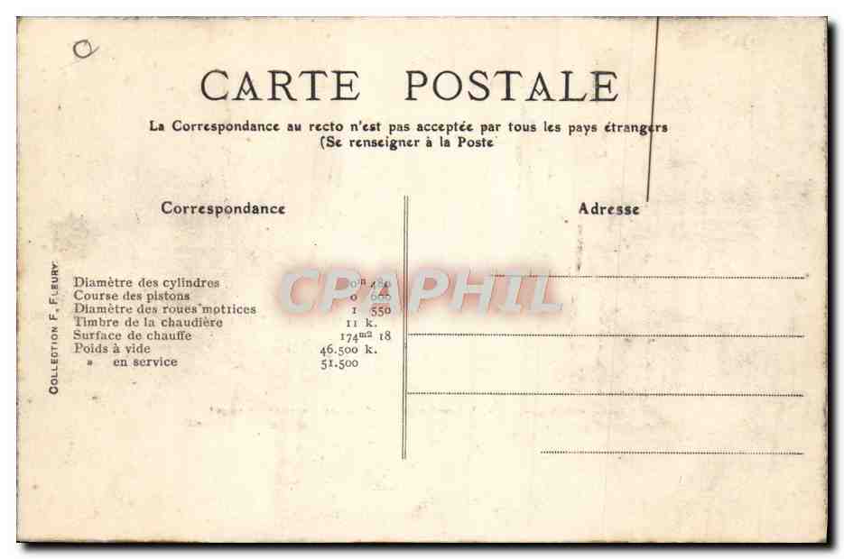 CPA Train Locomotive Chemins de fer Paris Orleans  — Rückseite
