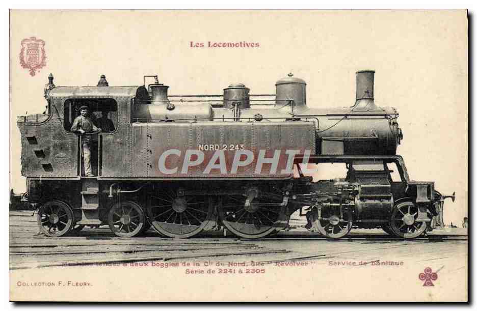 CPA Train Locomotive Machine a tender a deux boggies de la Cie du Nord dite Revolver