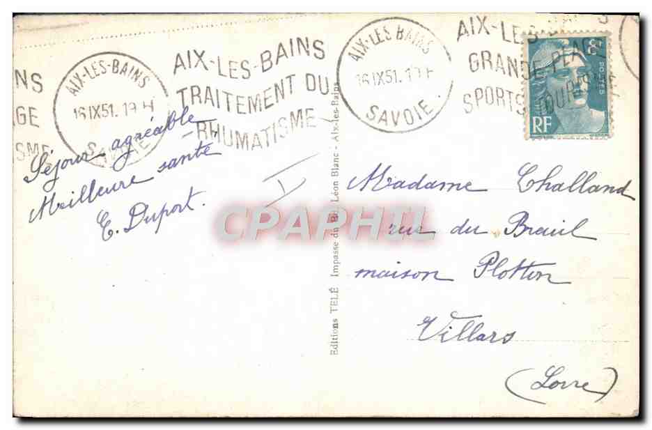 CPA Bateau Voilier Les voiliers sur le lac du Bourget  — Rückseite