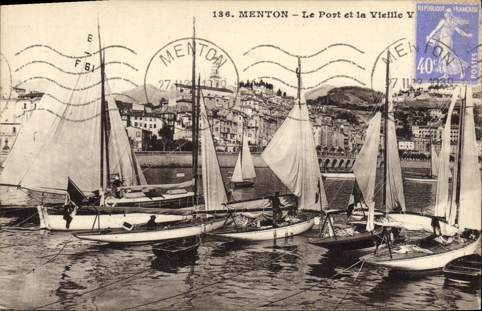 CPA Bateau Voilier Menton Le port 
