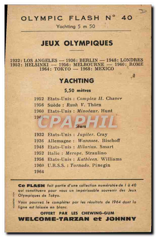 CPA Bateau Voilier Jeux Olympiques Yachting  — Rückseite