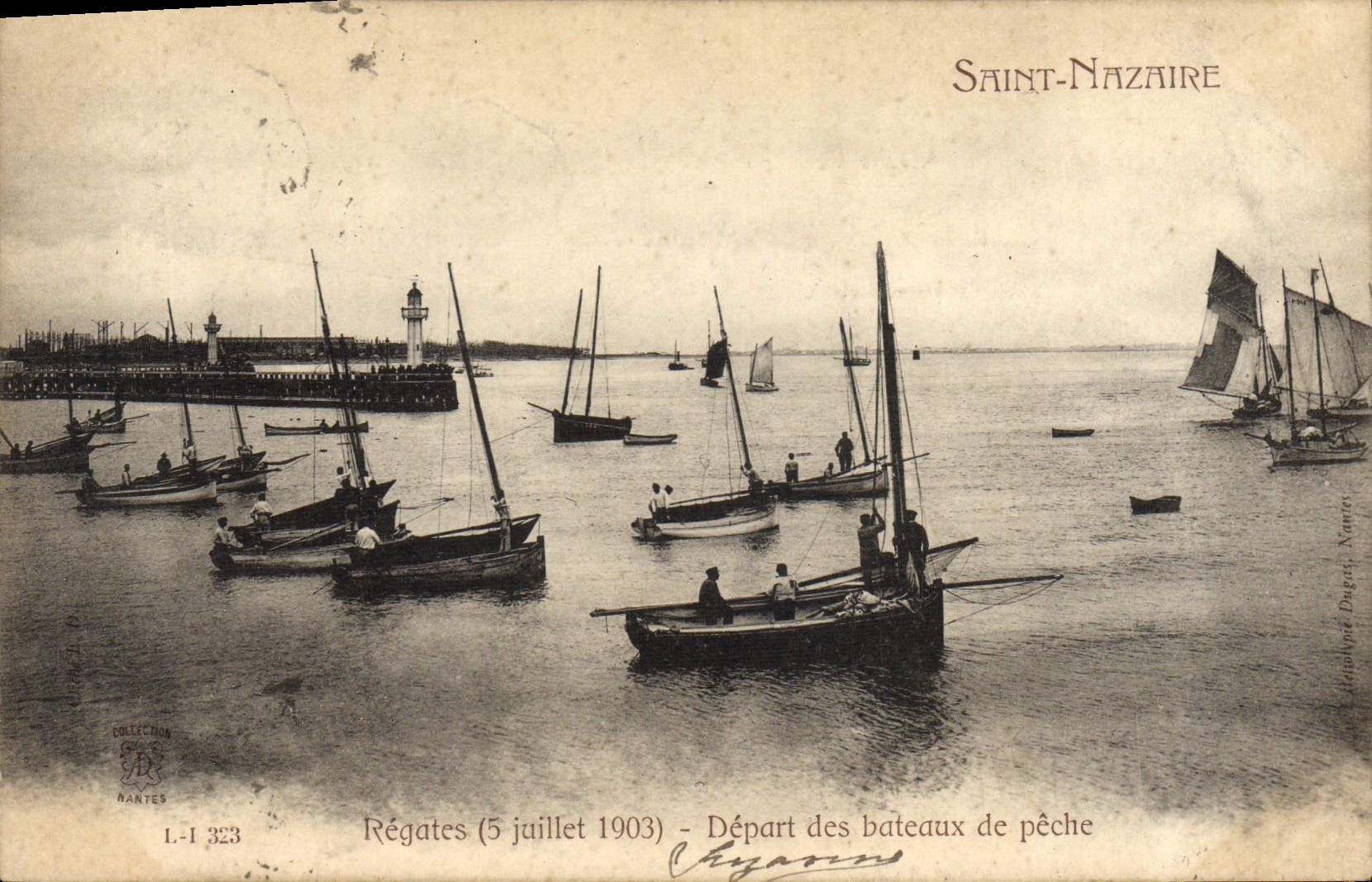 Saint-Nazaire — Régates (5 juillet 1903) — Départ des bateaux de pêche — éditeur Nantes, n° L-I 323