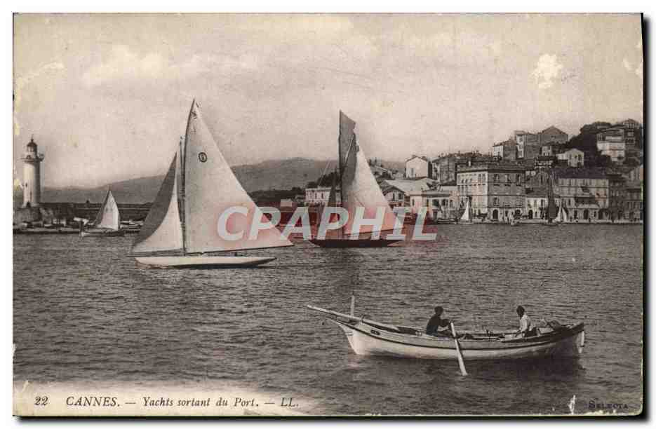 CPA Bateau Voilier Cannes Yachts sortant du port 