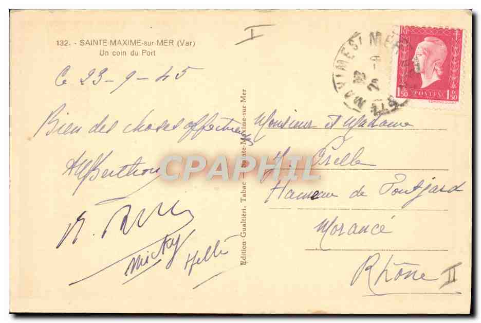 Sainte-Maxime-sur-Mer — Un coin du Port — Edition Gualtieri, n°132 — Verso