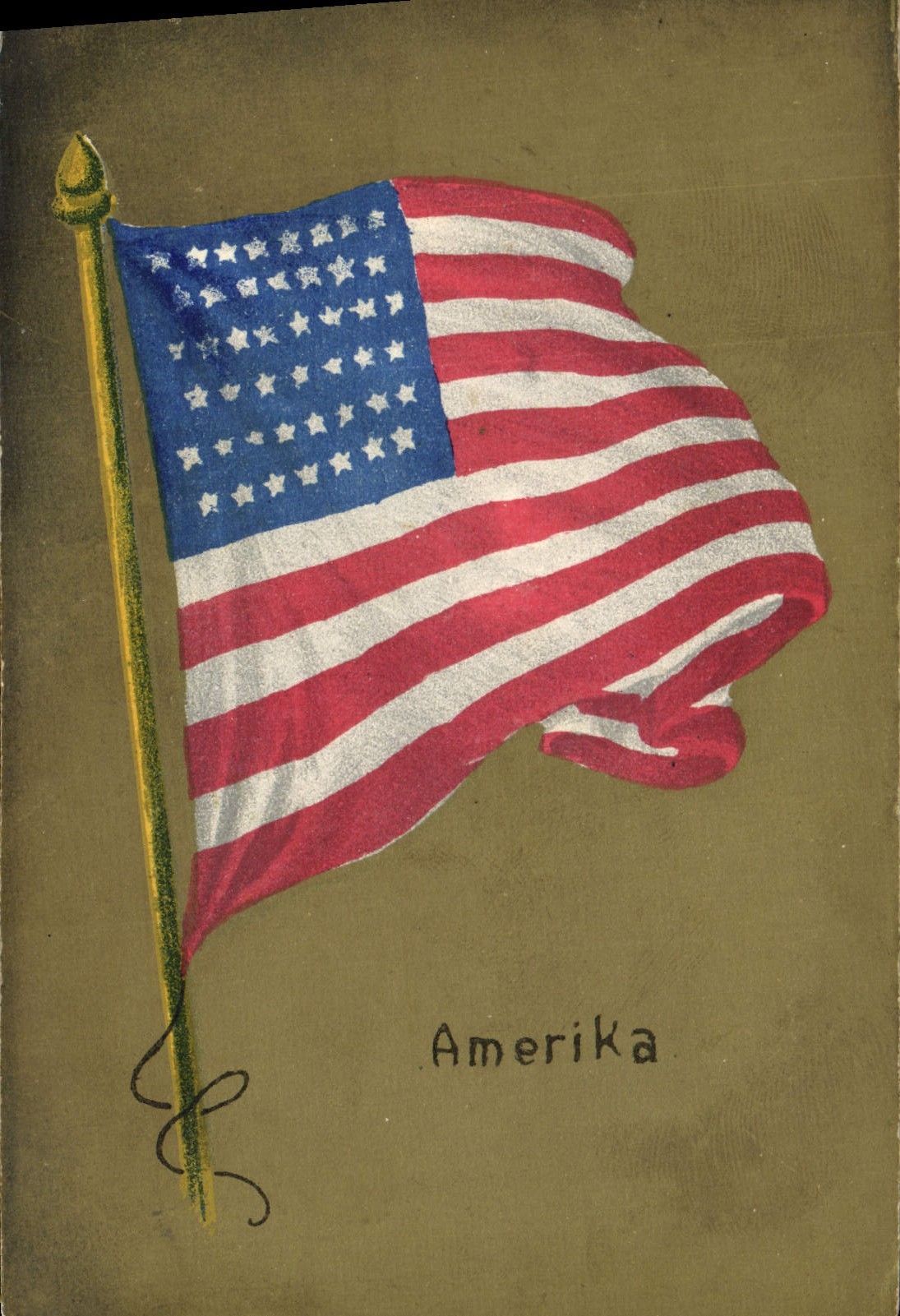 CPA Militaria Drapeau Amerika