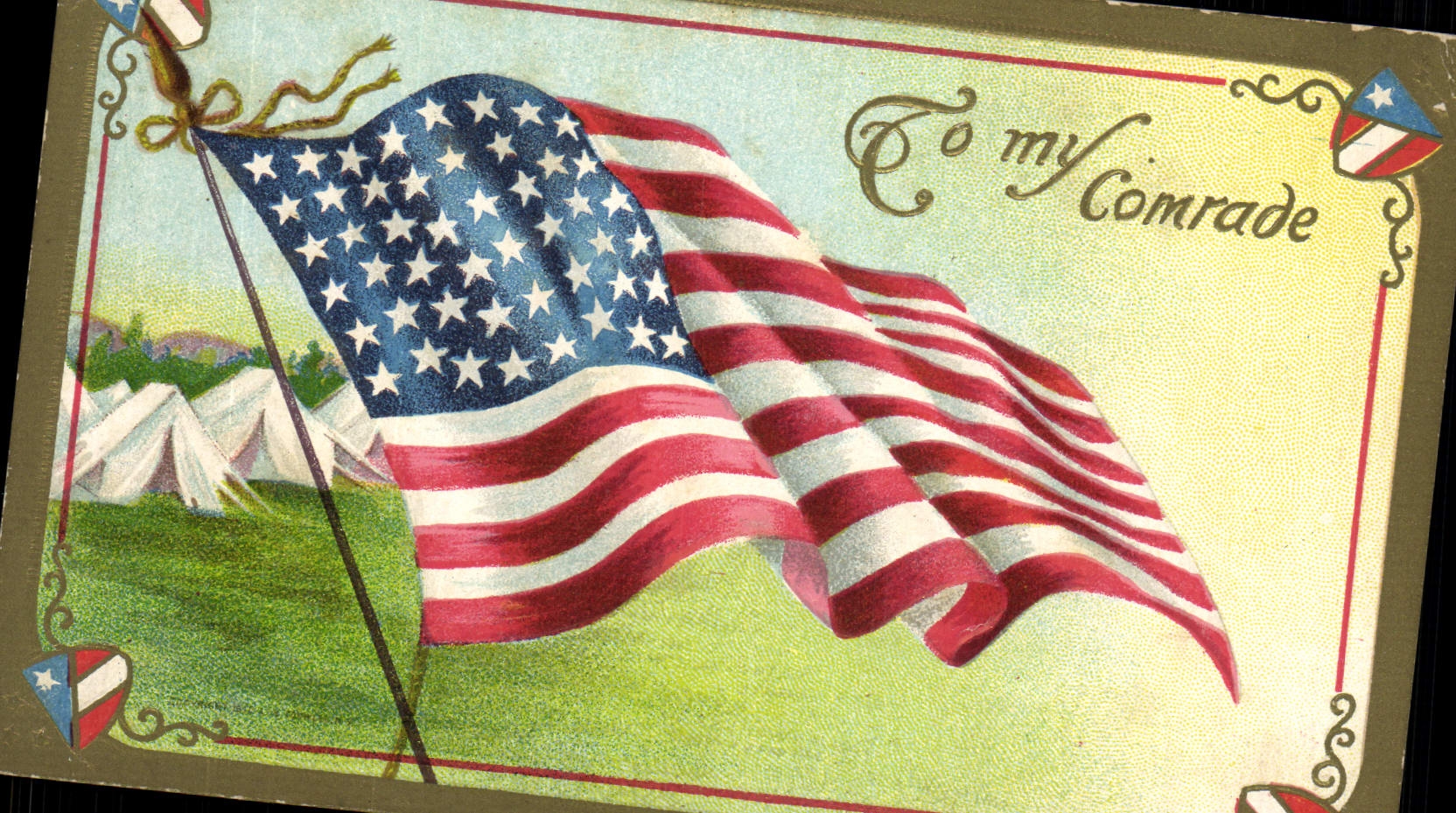 CPA Militaria US Flag Drapeau