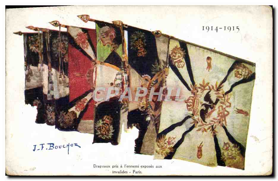 CPA Militaria Drapeau pris a l'ennemi exposes aux Invalides Paris 
