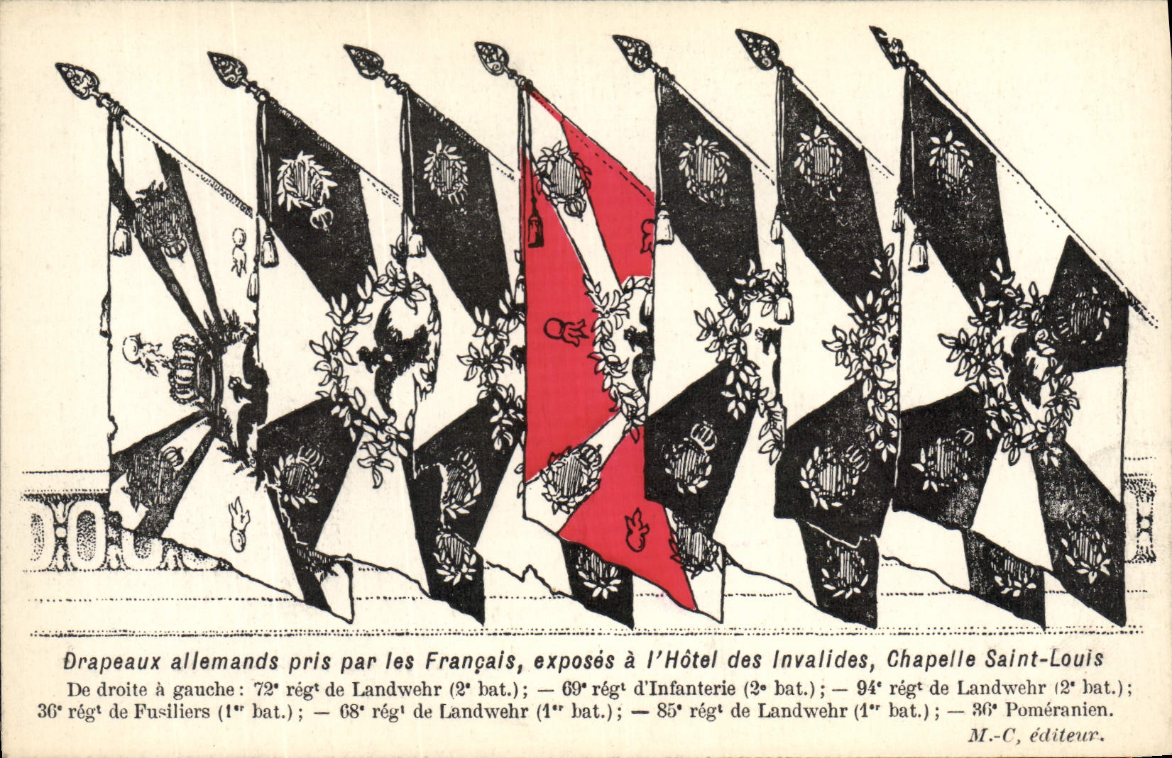 CPA Militaria Drapeaux allemands pris par les Francais Invalides Chapelle Saint Louis 