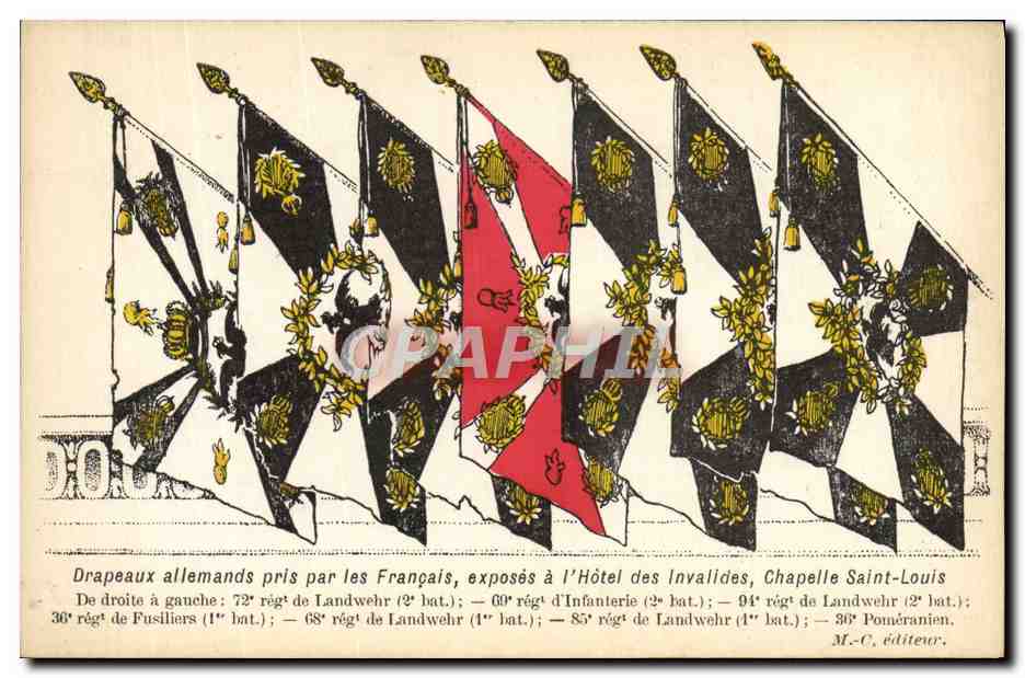 CPA Militaria Drapeaux allemands pris par les Francais Hotel des Invalides Chapelle des Invalides