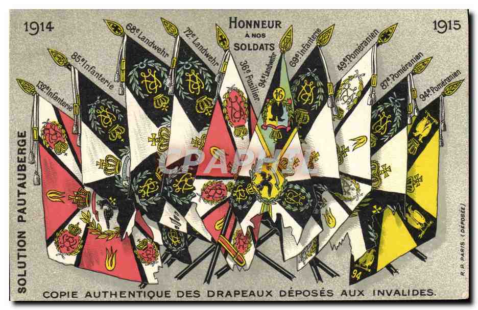 Drapeaux des régiments allemands — 1914-1915 — Solution Pautaubege