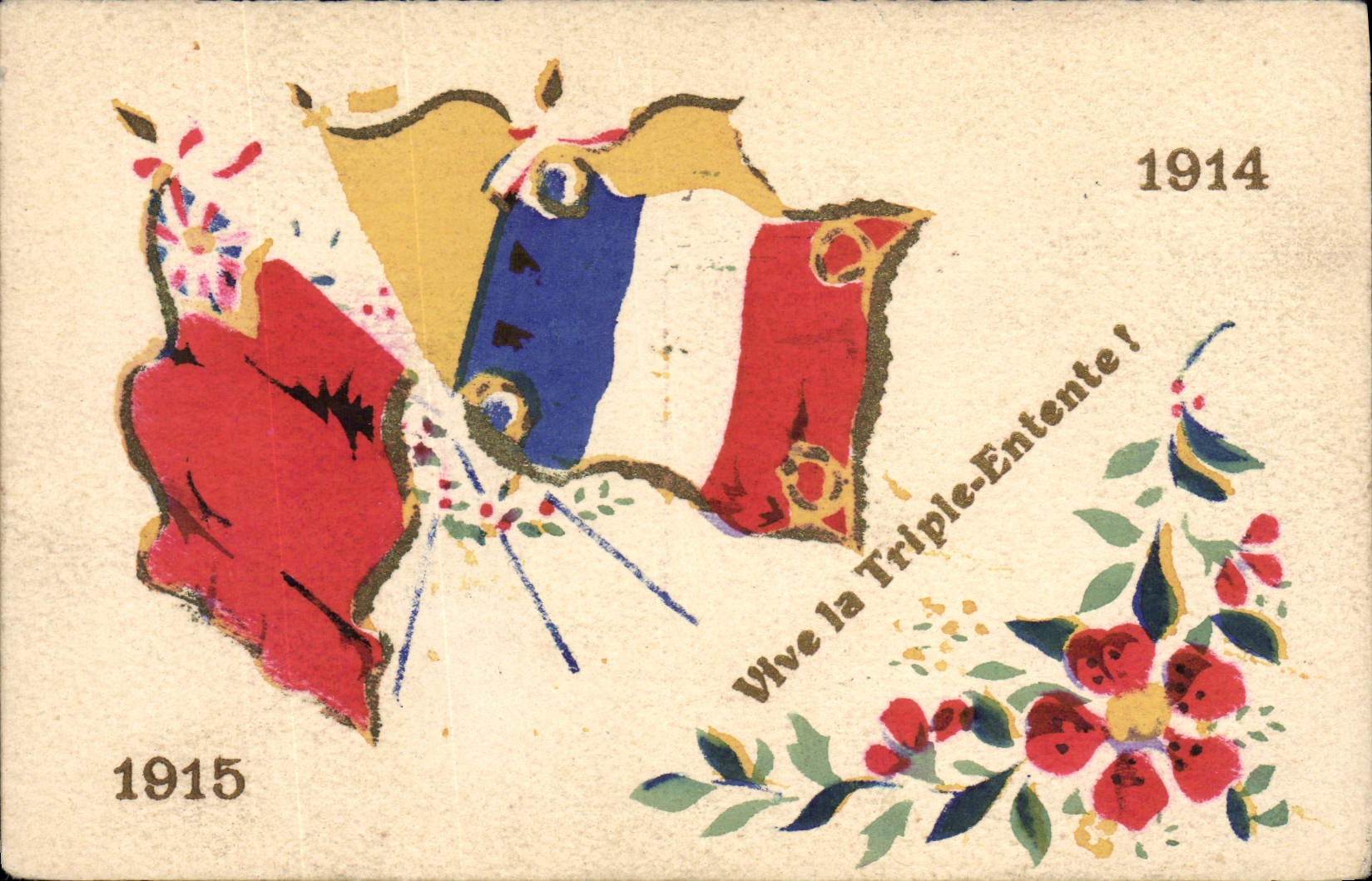 CPA Militaria Drapeaux Triple entente 