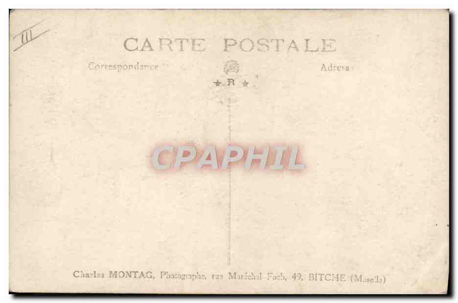 Bannière 'Honneur et Patrie' — commémorant les guerres 1870-1871, 1914-1918 — éditée par Charles Montag, Bitche — Verso