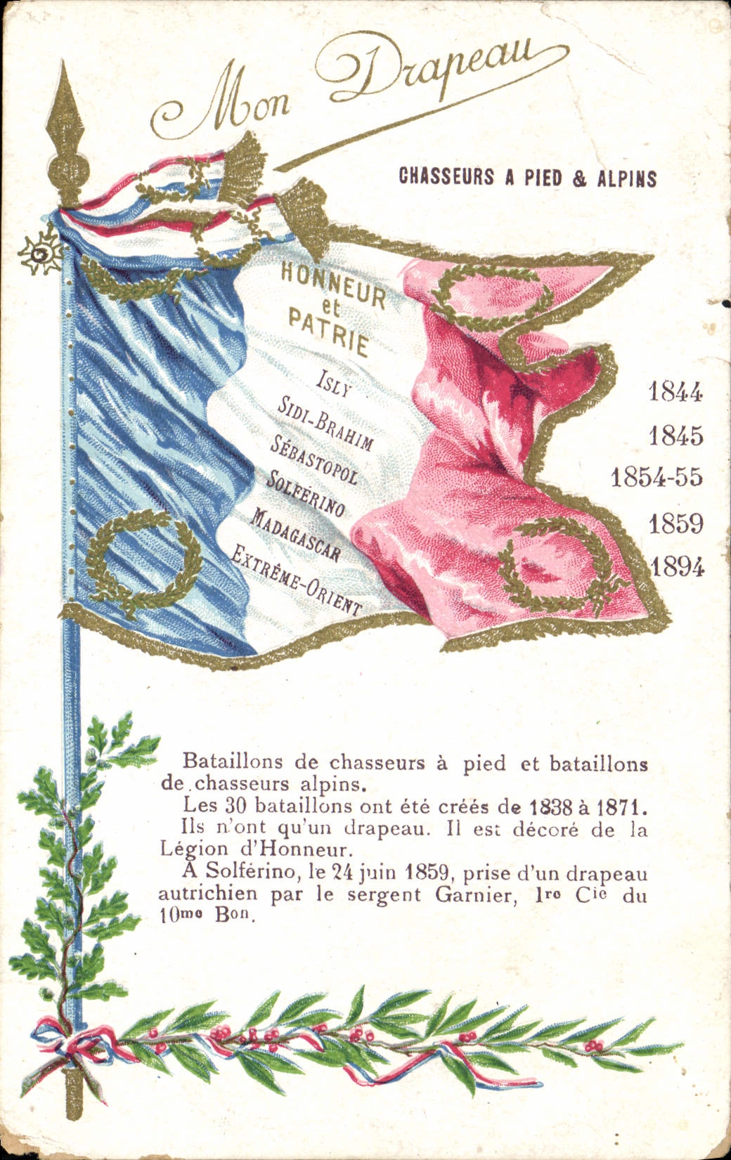 CPA Militaria Drapeau Chasseurs a pied & Alpins