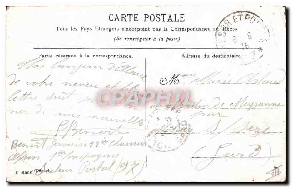 CPA Militaria Drapeau Chasseurs a pied & Alpins — Verso