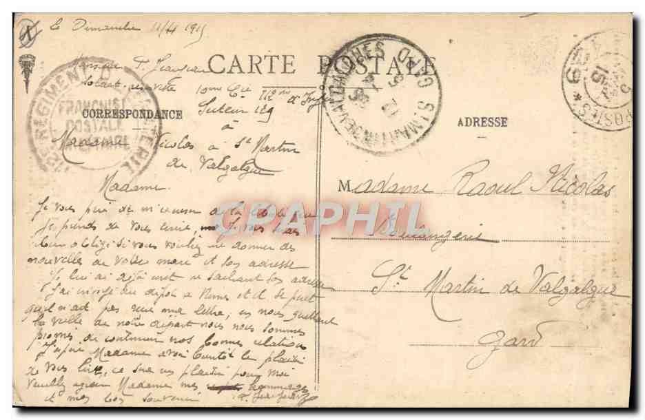 CPA Militaria Drapeau du 1er bataillon du 87eme regiment d'infanterie de reserve  — Rückseite