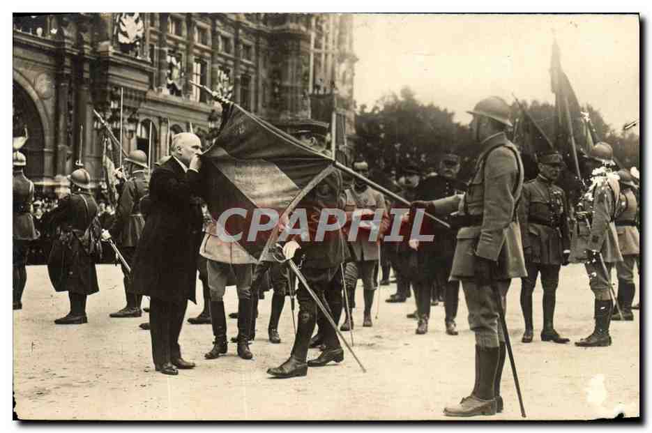CARTE PHOTO Militaria Drapeau