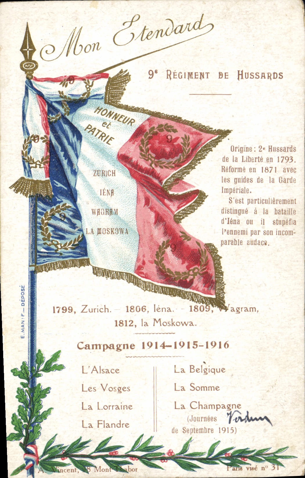 Mijn Vlag — 9e Regiment Husaren — Uitgever A. Vincent, n° 31