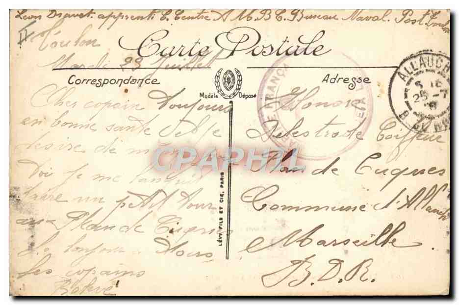 Toulon — Sous-Marin effectuant une plongée — LL. — N° 108 — Reverso