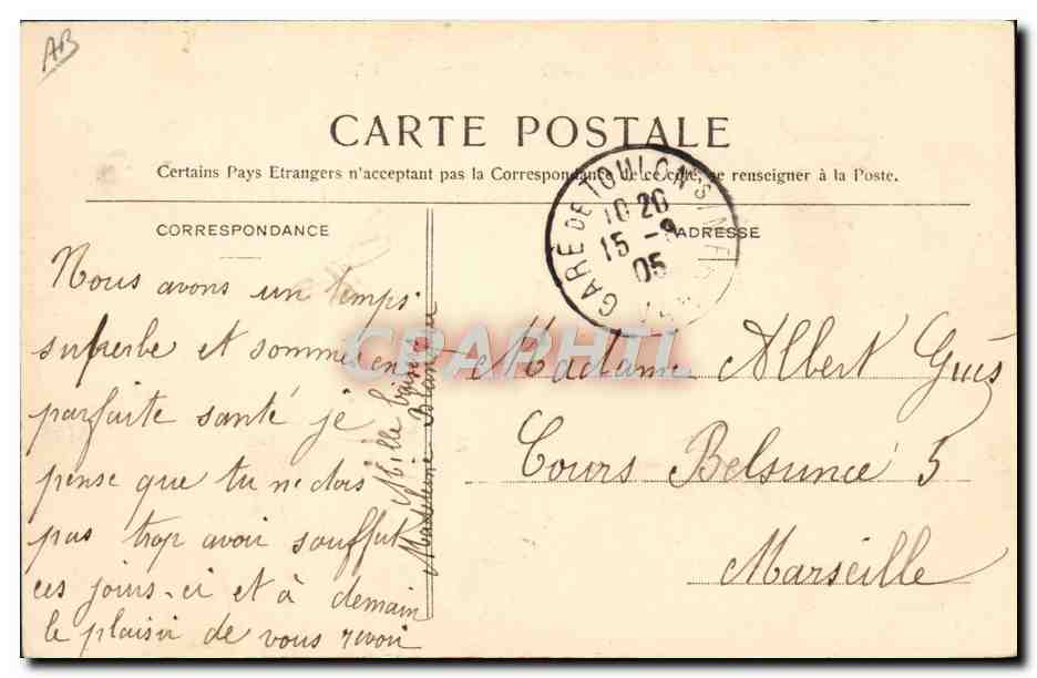 CPA Bateau de guerre Gymnote Sous-marin — Verso