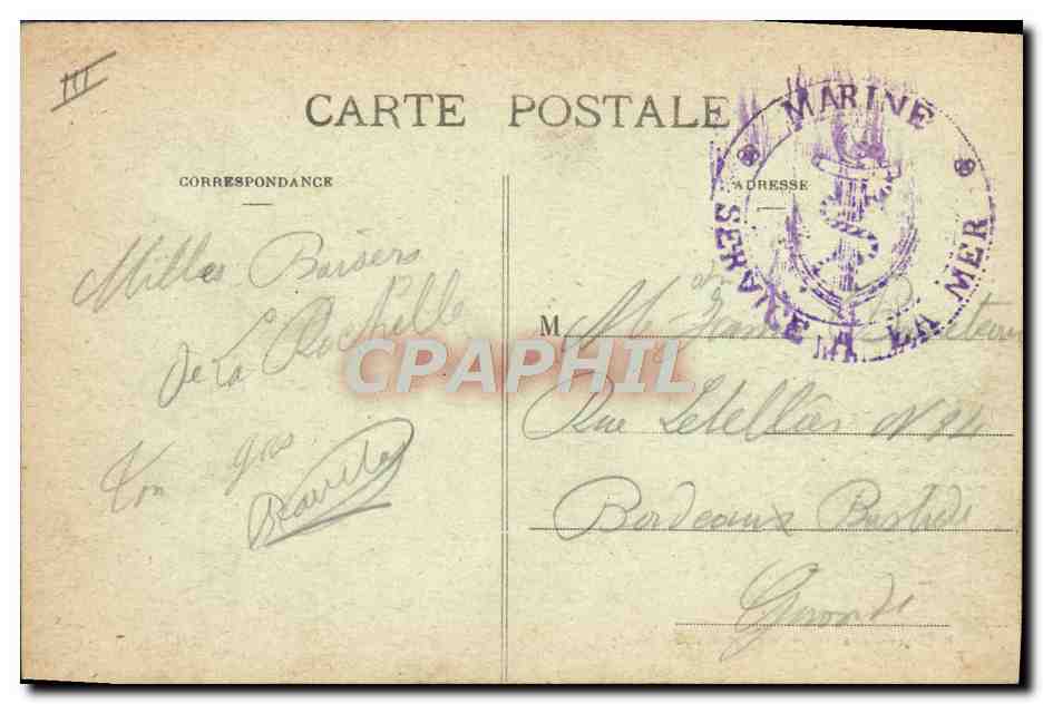 La Pallice - Submersible à son poste - R. Bergevin, édit., 66, rue des Merciers, La Rochelle — Achterkant