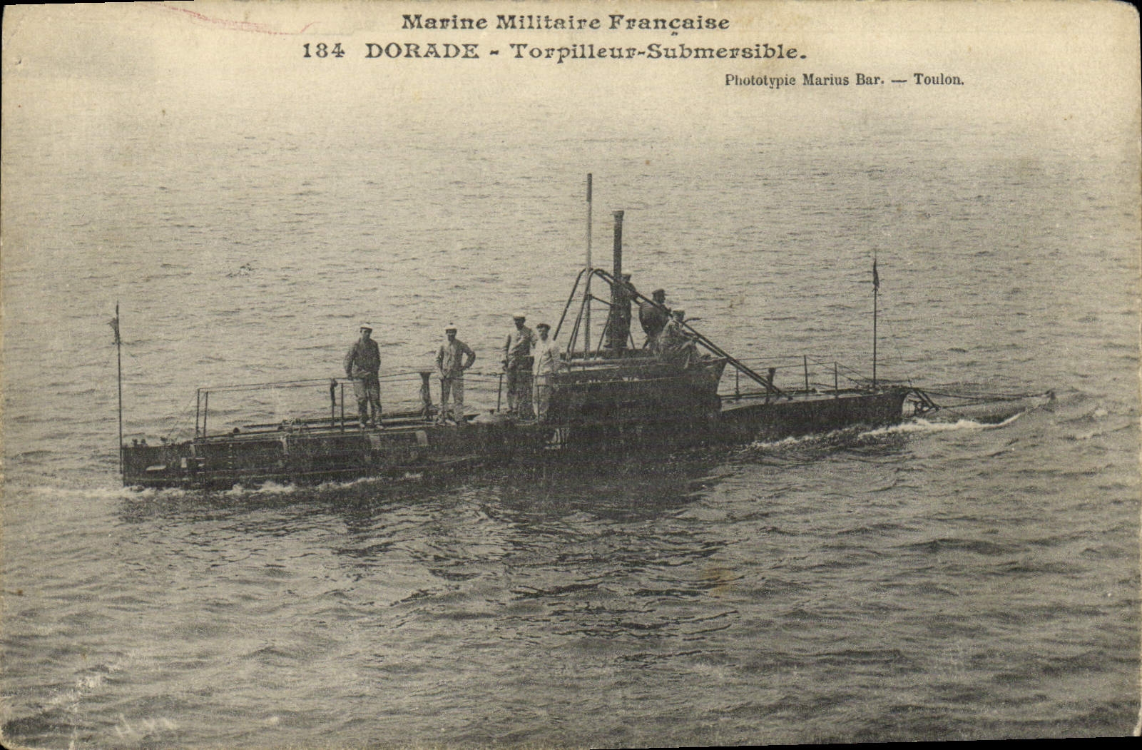 Dorade - Torpilleur-Submersible — Marine Militaire Française — Phototypie Marius Bar — Toulon.