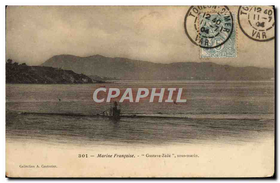 Toulon — Sous-marin français "Gustave-Zédé" — Collection A. Couturier, n°301