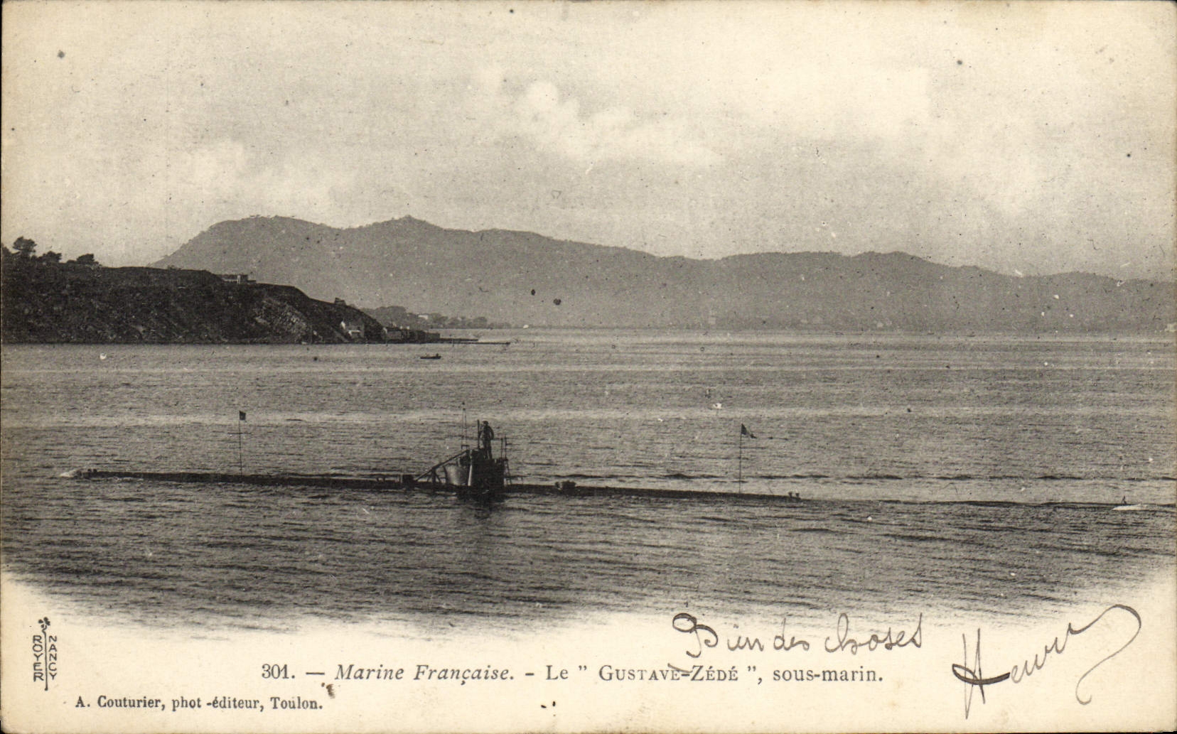 Toulon — Le "Gustave-Zédé", sous-marin — A. Couturier, phot-éditeur, Toulon, n°304