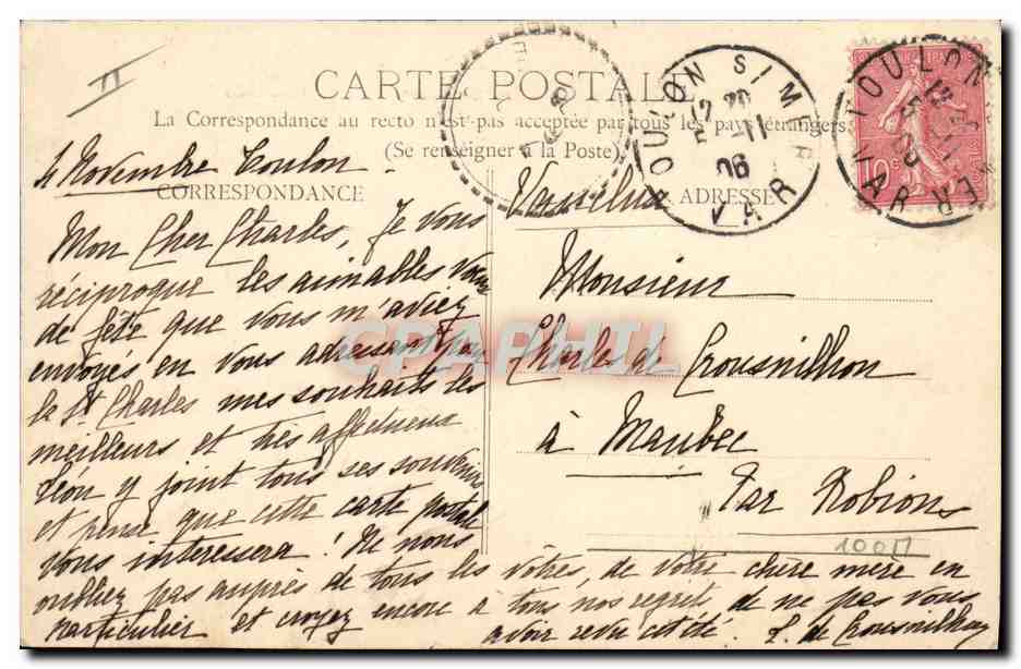 CPA Bateau de guerre Sous-marin Le Thon  — Verso