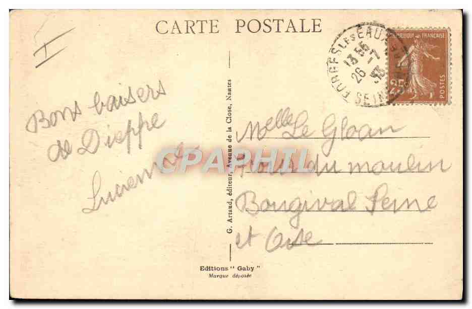 CPA Dieppe Les tourelles et le Theatre Automobile — Verso