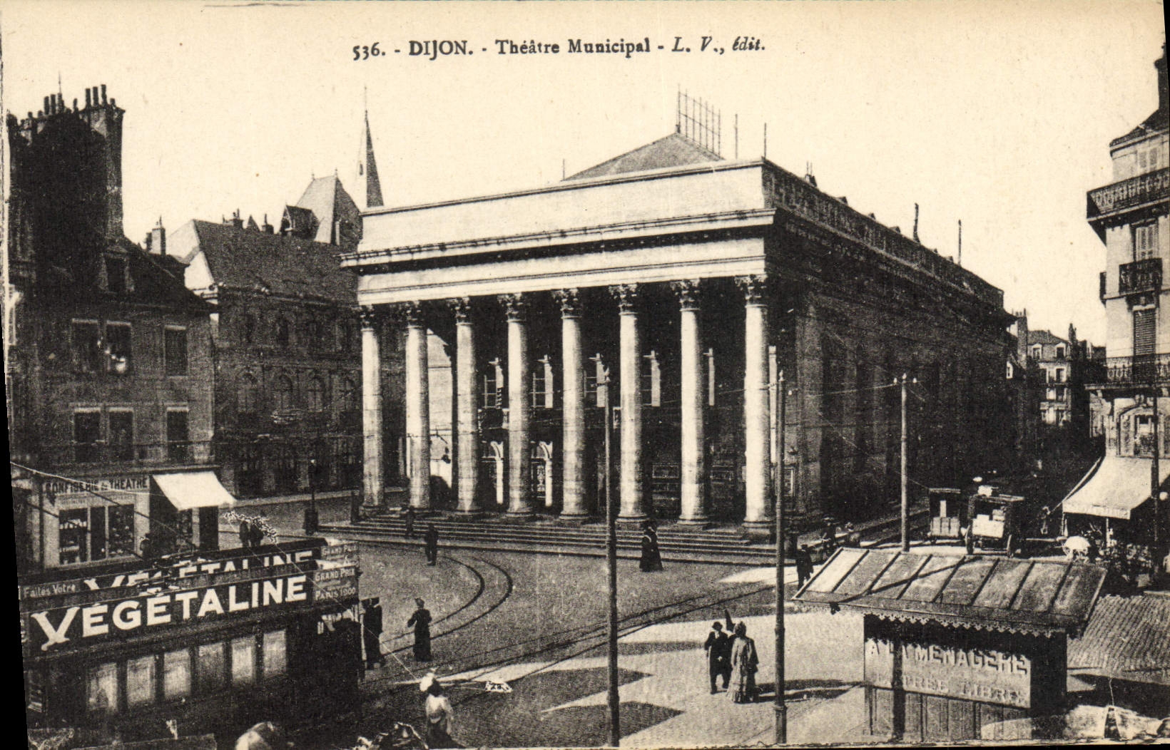 CPA Le Theatre municipal Dijon Tramway publicite Vegetaline 