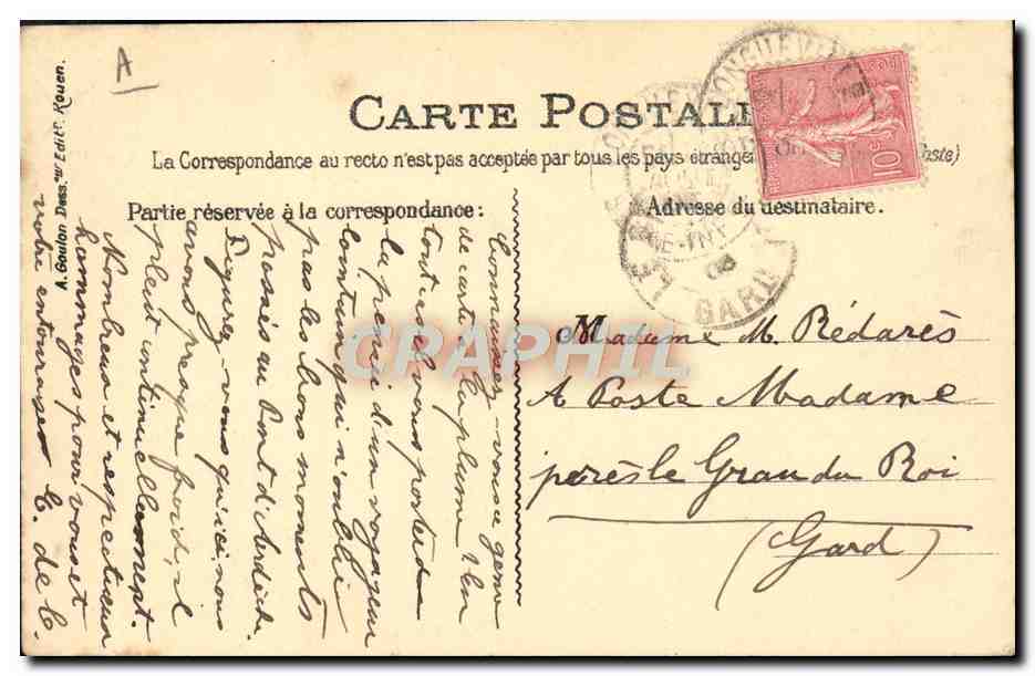 CPA Dieppe Les vieilles tours et le Theatre  — Verso