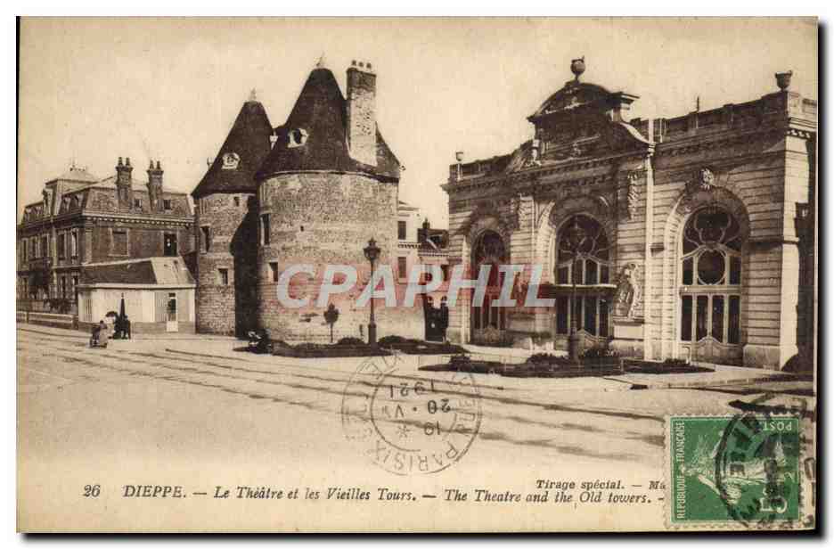 CPA Dieppe Le Theatre et les vieilles tours 