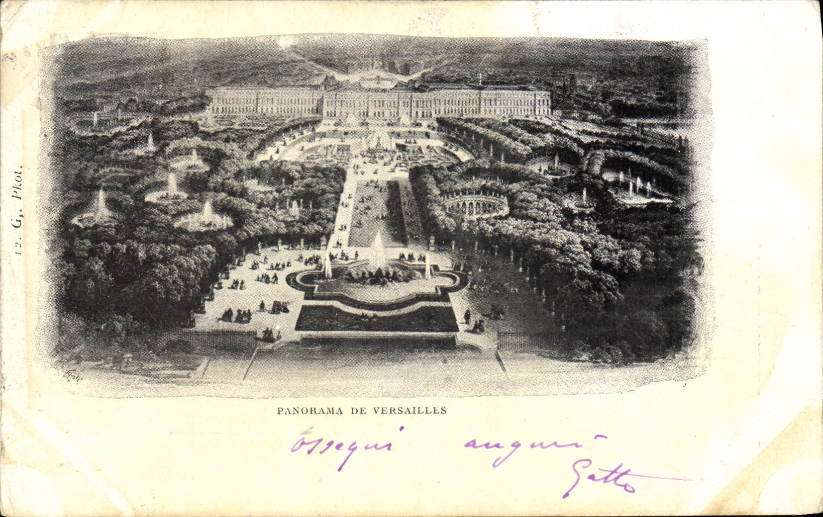 Panorama de Versailles — vue aérienne du château et des jardins — Phot. G. Gatto, n°12